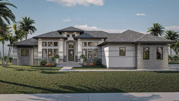 Mediterranean house plans 52-154 - front exterior, 2,613 sq ft, 1 bed, 1 bath house plans | Monster House Plans