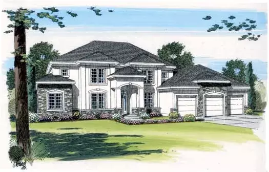 Mediterranean house plans 52-159 - front exterior, 3,545 sq ft, 4 bed, 3 bath house plans | Monster House Plans