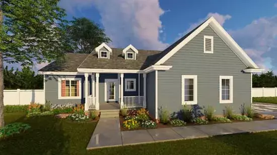 Country house plans 52-161 - front exterior, 1,547 sq ft, 3 bed, 2 bath house plans | Monster House Plans