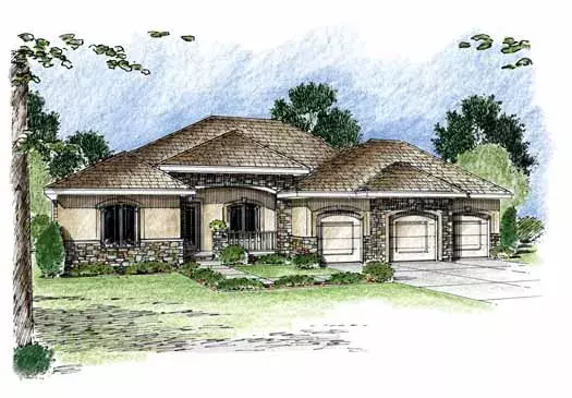 Traditional house plans 52-166 - front exterior, 2,478 sq ft, 2 bed, 2 bath house plans | Monster House Plans