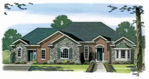 Traditional house plans 52-171 - front exterior, 2,480 sq ft, 1 bed, 1 bath house plans | Monster House Plans