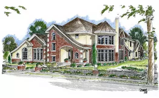 French Country house plans 52-172 - front exterior, 4,197 sq ft, 4 bed, 4 bath house plans | Monster House Plans