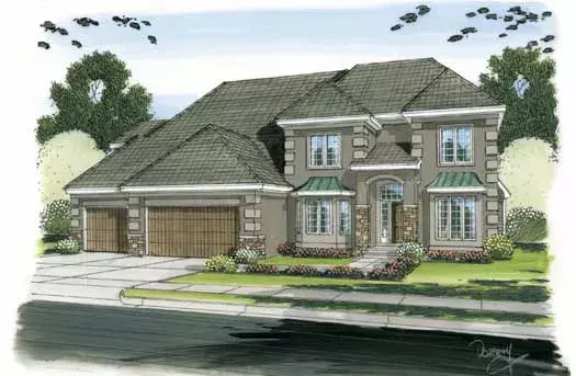 Mediterranean house plans 52-191 - front exterior, 4,096 sq ft, 5 bed, 3 bath house plans | Monster House Plans