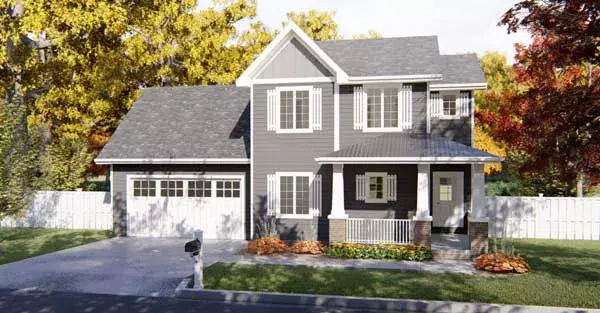 Country house plans 52-192 - front exterior, 1,388 sq ft, 3 bed, 2 bath house plans | Monster House Plans