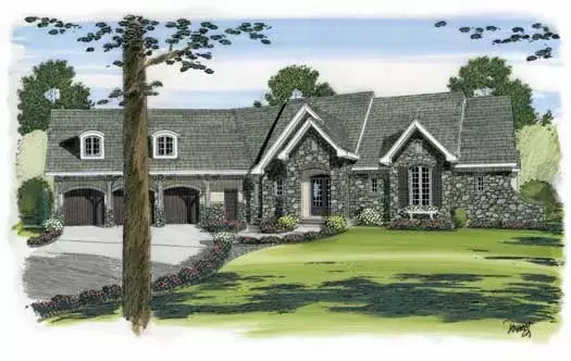 English Country house plans 52-196 - front exterior, 3,887 sq ft, 2 bed, 2 bath house plans | Monster House Plans