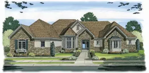 English Country house plans 52-197 - front exterior, 3,365 sq ft, 1 bed, 1 bath house plans | Monster House Plans