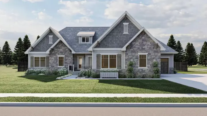 Bungalow house plans 52-202 - front exterior, 2,159 sq ft, 2 bed, 2 bath house plans | Monster House Plans