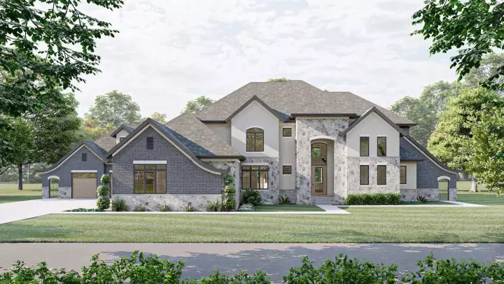 European house plans 52-206 - front exterior, 5,671 sq ft, 5 bed, 5 bath house plans | Monster House Plans