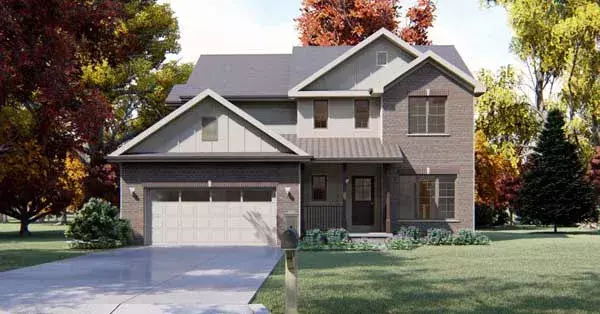 Traditional house plans 52-210 - front exterior, 1,991 sq ft, 3 bed, 2 bath house plans | Monster House Plans