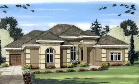 Mediterranean house plans 52-224 - front exterior, 4,165 sq ft, 4 bed, 2 bath house plans | Monster House Plans