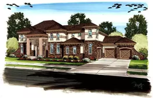 Mediterranean house plans 52-238 - front exterior, 4,566 sq ft, 5 bed, 4 bath house plans | Monster House Plans