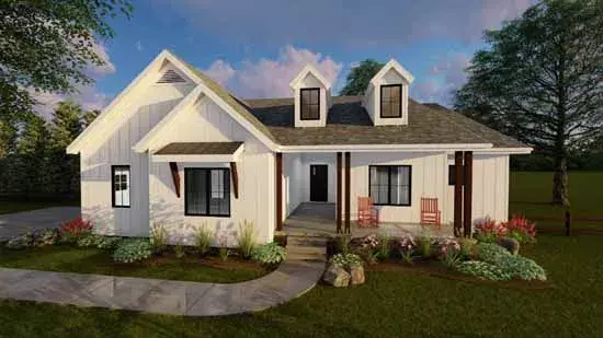 Modern Farmhouse house plans 52-268 - front exterior, 2,122 sq ft, 3 bed, 2 bath house plans | Monster House Plans