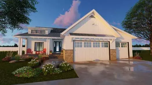 Modern Farmhouse house plans 52-291 - front exterior, 1,701 sq ft, 3 bed, 2 bath house plans | Monster House Plans