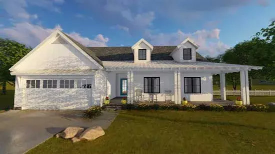 Modern Farmhouse house plans 52-292 - front exterior, 1,895 sq ft, 3 bed, 2 bath house plans | Monster House Plans