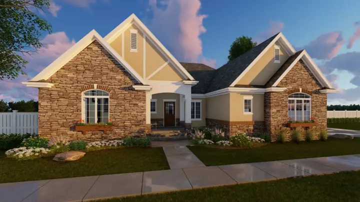 Traditional house plans 52-296 - front exterior, 2,193 sq ft, 3 bed, 3 bath house plans | Monster House Plans