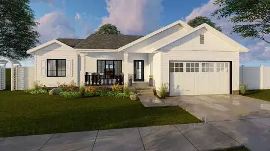 Modern Farmhouse house plans 52-299 - front exterior, 1,185 sq ft, 3 bed, 2 bath house plans | Monster House Plans