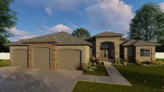 Mediterranean house plans 52-301 - front exterior, 2,270 sq ft, 3 bed, 2 bath house plans | Monster House Plans