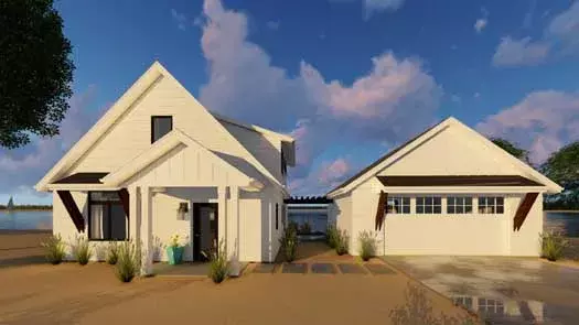 Modern Farmhouse house plans 52-303 - front exterior, 1,195 sq ft, 1 bed, 1 bath house plans | Monster House Plans