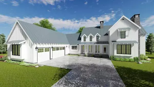 Modern Farmhouse house plans 52-319 - front exterior, 2,768 sq ft, 4 bed, 3 bath house plans | Monster House Plans