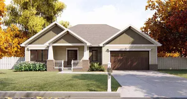 Craftsman house plans 52-321 - front exterior, 1,691 sq ft, 3 bed, 2 bath house plans | Monster House Plans