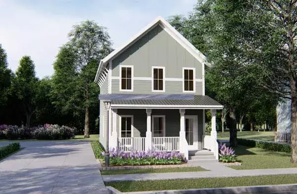 Farmhouse house plans 52-328 - front exterior, 1,228 sq ft, 2 bed, 2 bath house plans | Monster House Plans