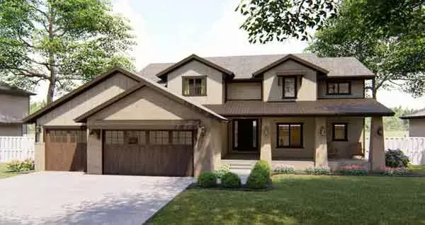 Ranch house plans 52-345 - front exterior, 2,955 sq ft, 4 bed, 3 bath house plans | Monster House Plans