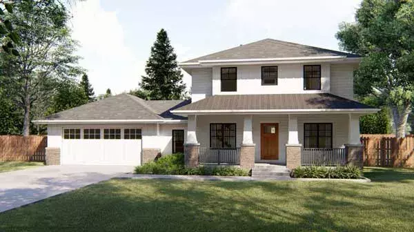 Craftsman house plans 52-348 - front exterior, 2,251 sq ft, 3 bed, 2 bath house plans | Monster House Plans