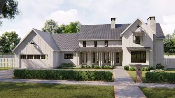 Modern Farmhouse house plans 52-366 - front exterior, 2,857 sq ft, 4 bed, 2 bath house plans | Monster House Plans