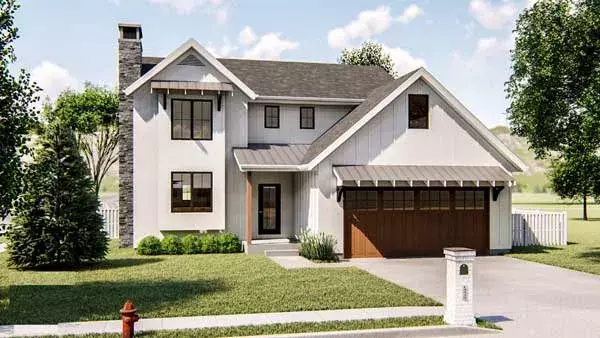 Modern Farmhouse house plans 52-378 - front exterior, 1,753 sq ft, 3 bed, 2 bath house plans | Monster House Plans