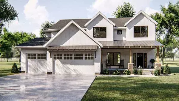 Modern Farmhouse house plans 52-380 - front exterior, 2,723 sq ft, 3 bed, 2 bath house plans | Monster House Plans