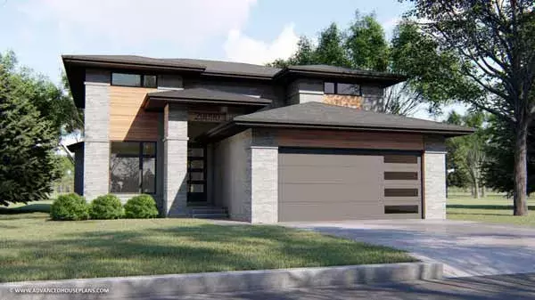 Prairie house plans 52-398 - front exterior, 2,443 sq ft, 4 bed, 3 bath house plans | Monster House Plans