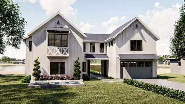 Modern Farmhouse house plans 52-399 - front exterior, 2,391 sq ft, 4 bed, 2 bath house plans | Monster House Plans