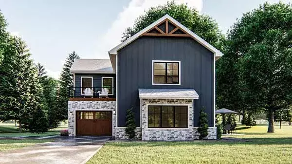Traditional house plans 52-409 - front exterior, 1,077 sq ft, 1 bed, 1 bath house plans | Monster House Plans