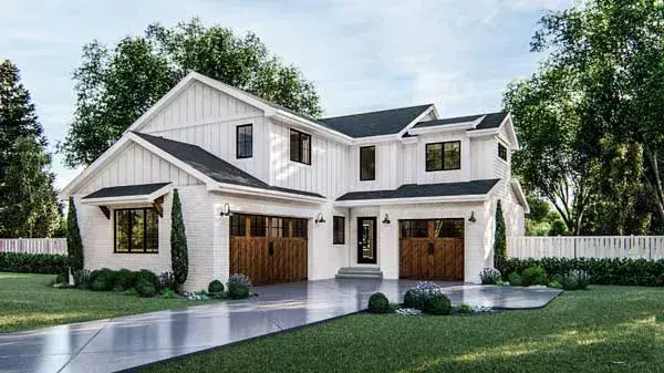 Modern Farmhouse house plans 52-419 - front exterior, 2,417 sq ft, 4 bed, 2 bath house plans | Monster House Plans