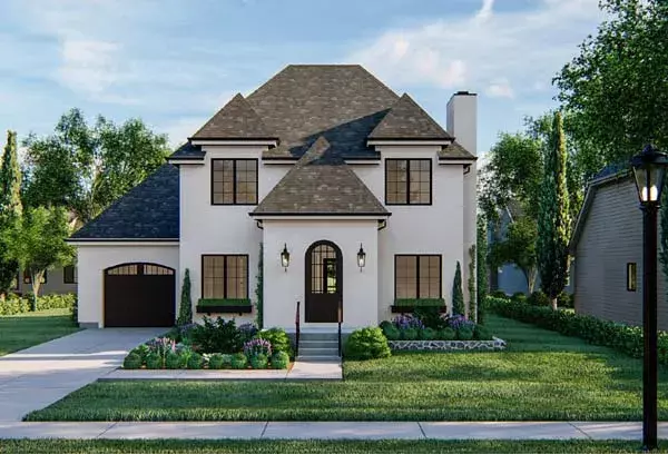 European house plans 52-439 - front exterior, 1,990 sq ft, 3 bed, 2 bath house plans | Monster House Plans