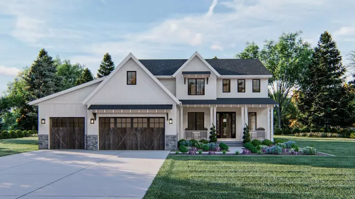 Modern Farmhouse house plans 52-440 - front exterior, 3,046 sq ft, 4 bed, 2 bath house plans | Monster House Plans