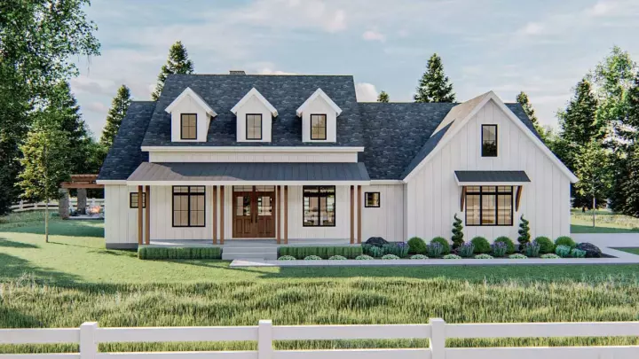 Modern Farmhouse house plans 52-453 - front exterior, 2,388 sq ft, 3 bed, 2 bath house plans | Monster House Plans