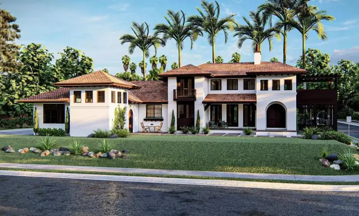 Italian house plans 52-471 - front exterior, 3,517 sq ft, 4 bed, 3 bath house plans | Monster House Plans