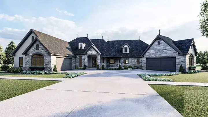 European house plans 52-476 - front exterior, 2,901 sq ft, 2 bed, 2 bath house plans | Monster House Plans