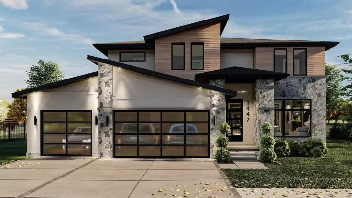 Modern house plans 52-506 - front exterior, 2,270 sq ft, 4 bed, 3 bath house plans | Monster House Plans