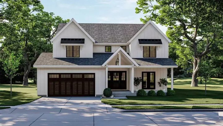 Modern Farmhouse house plans 52-508 - front exterior, 3,422 sq ft, 4 bed, 3 bath house plans | Monster House Plans