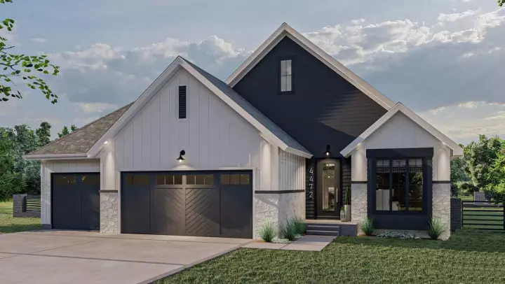 Modern Farmhouse house plans 52-512 - front exterior, 2,061 sq ft, 3 bed, 2 bath house plans | Monster House Plans