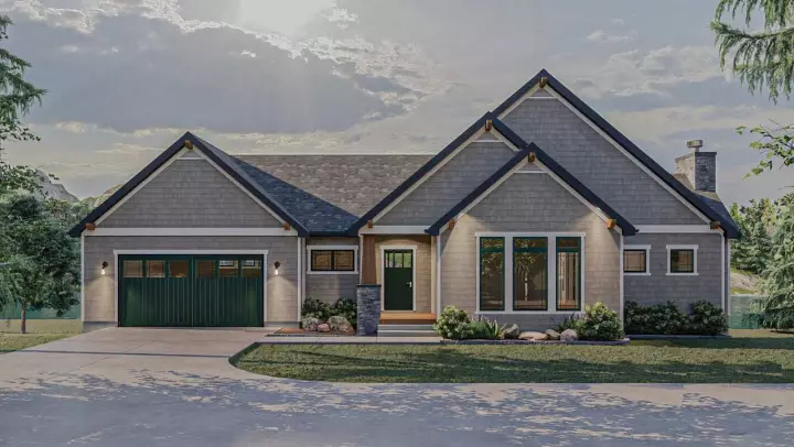 Craftsman house plans 52-514 - front exterior, 1,803 sq ft, 2 bed, 2 bath house plans | Monster House Plans
