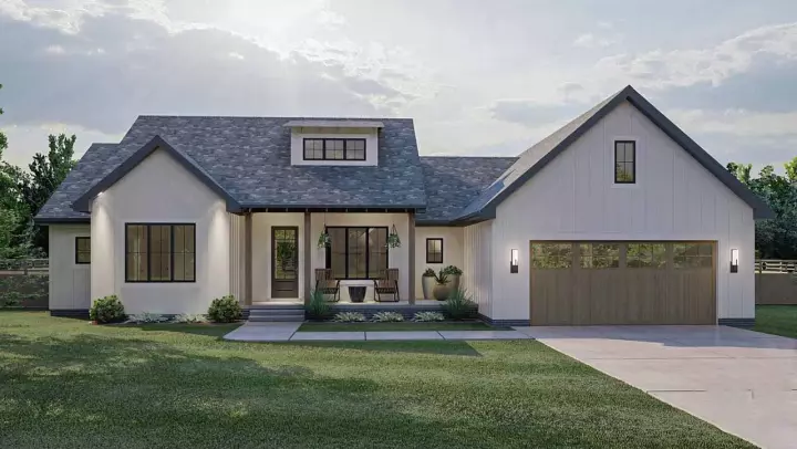 Modern Farmhouse house plans 52-521 - front exterior, 2,083 sq ft, 3 bed, 2 bath house plans | Monster House Plans