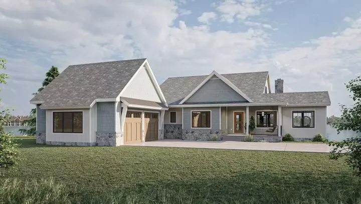 Craftsman house plans 52-534 - front exterior, 1,954 sq ft, 2 bed, 2 bath house plans | Monster House Plans