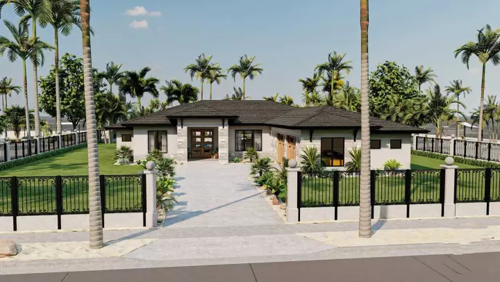 Mediterranean house plans 52-542 - front exterior, 2,306 sq ft, 4 bed, 3 bath house plans | Monster House Plans