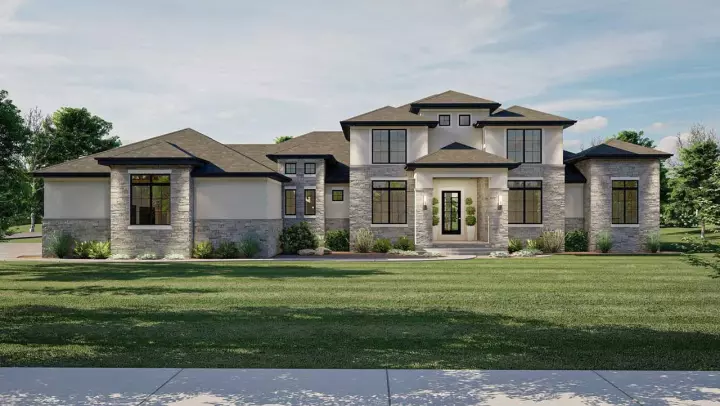 Modern house plans 52-556 - front exterior, 3,634 sq ft, 4 bed, 2 bath house plans | Monster House Plans