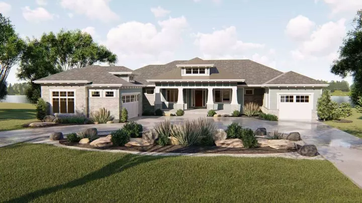 Craftsman house plans 52-558 - front exterior, 2,442 sq ft, 2 bed, 2 bath house plans | Monster House Plans