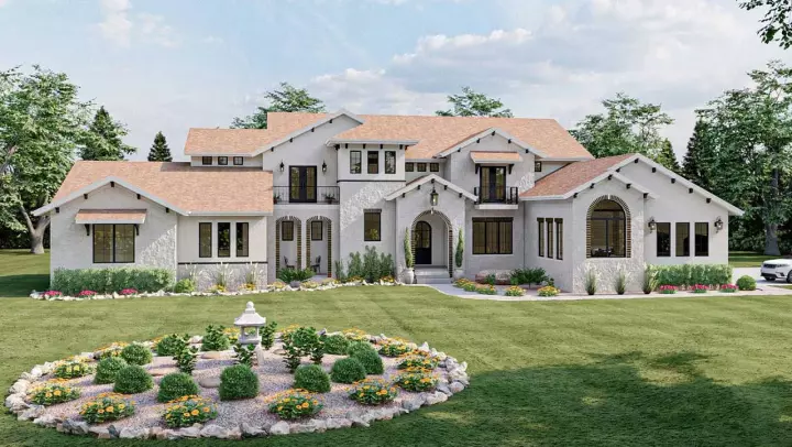 Mediterranean house plans 52-568 - front exterior, 5,865 sq ft, 4 bed, 3 bath house plans | Monster House Plans