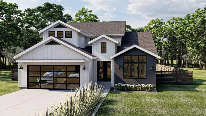 Modern Farmhouse house plans 52-601 - front exterior, 2,983 sq ft, 4 bed, 3 bath house plans | Monster House Plans